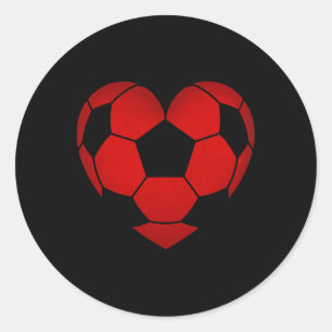 Soccer Heart Valentine's Day For Boys Girls Kids Classic Round Sticker