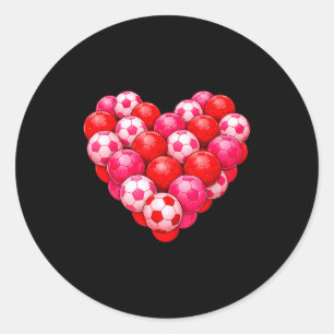 Soccer Heart Valentines Day Soccer Lover Men Boys Classic Round Sticker