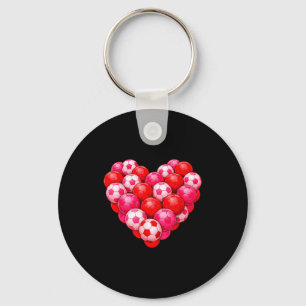 Soccer Heart Valentines Day Soccer Lover Men Boys Key Ring