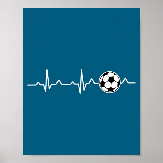 Soccer Heartbeat Football Tee Men,women Lover Foot Poster (Front)