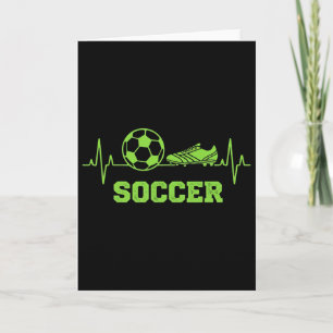 Soccer Heartbeat Pulse Ll And Cleat Graphic Funny  Card