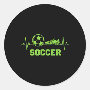 Soccer Heartbeat Pulse Ll And Cleat Graphic Funny Classic Round Sticker
