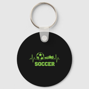 Soccer Heartbeat Pulse Ll And Cleat Graphic Funny Key Ring