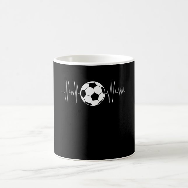Soccer Heartbeat, Soccer Ball Heartbeat Coffee Mug (Center)