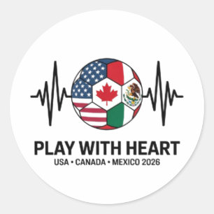 Soccer Heartbeat USA Canada Mexico 2026 Classic Round Sticker