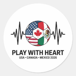 Soccer Heartbeat USA Canada Mexico 2026 Classic Round Sticker