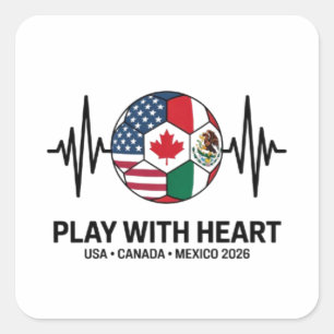 Soccer Heartbeat USA Canada Mexico 2026 Square Sticker