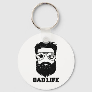 Soccer Hockey Dad Messy Hair Beard Soccer Hockey D Key Ring