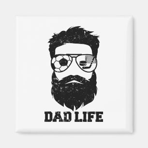 Soccer Hockey Dad Messy Hair Beard Soccer Hockey D Magnet