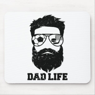 Soccer Hockey Dad Messy Hair Beard Soccer Hockey D Mouse Pad
