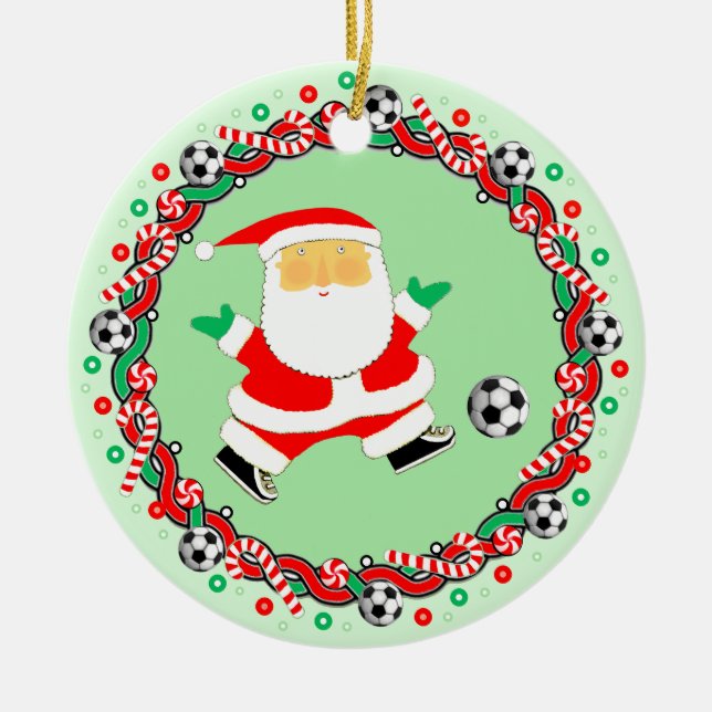 Soccer Holiday Gift Ceramic Ornament (Front)