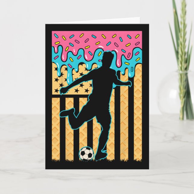 Soccer Ice Cream Drip Boys Youth Players Fan Ameri Card (Front)