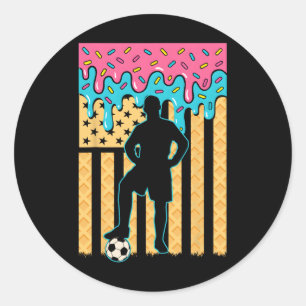 Soccer Ice Cream Drip Boys Youth Players Fan Ameri Classic Round Sticker