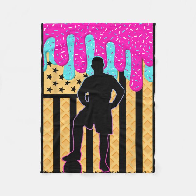 Soccer Ice Cream Drip Boys Youth Players Fan Ameri Fleece Blanket (Front)