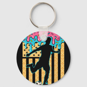 Soccer Ice Cream Drip Boys Youth Players Fan Ameri Key Ring