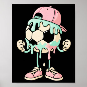 Soccer Ice Cream Drip Boys Youth Players Fan Sport Poster