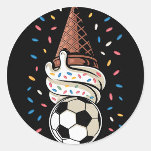 Soccer Ice Cream Drip Men Women Game Soccer Drip  Classic Round Sticker