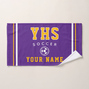 Soccer Icon, Custom Name & School, Team Gift Hand Towel