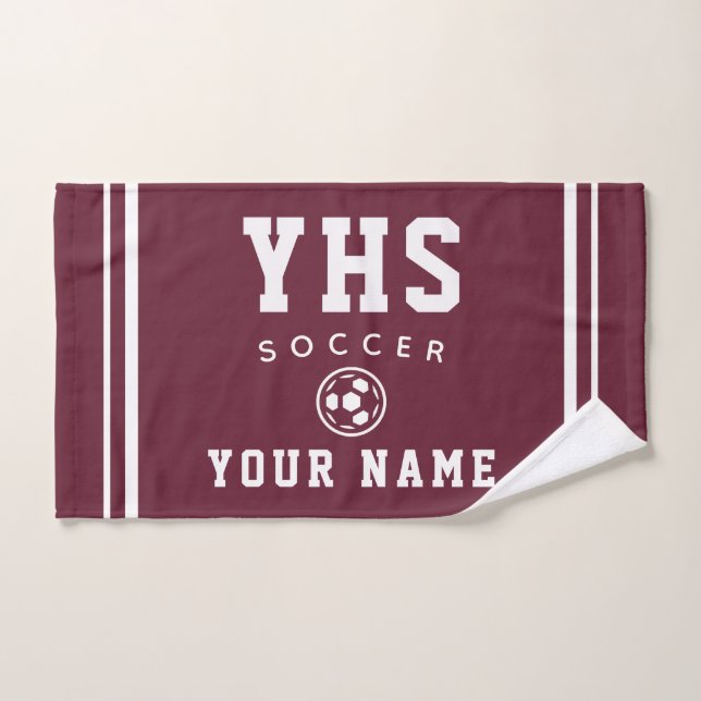 Soccer Icon, Custom Name & School, Team Gift Hand Towel (Hand Towel)