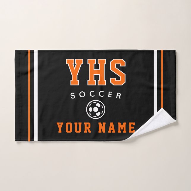 Soccer Icon, Custom Name & School, Team Gift Hand Towel (Hand Towel)
