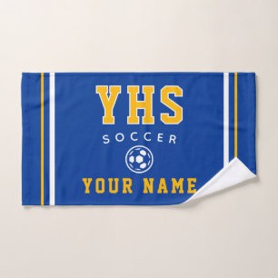 Soccer Icon, Custom Name & School, Team Gift Hand Towel