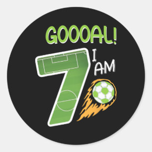 Soccer I'm 7 Years Old Boy Birthday Classic Round Sticker