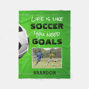 Soccer Inspirational Quote Photo Personalised Fleece Blanket