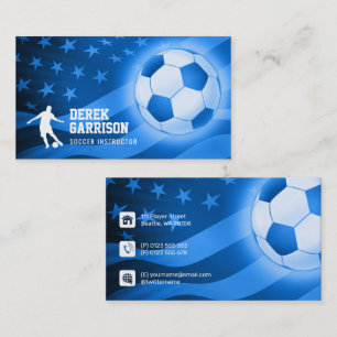 Soccer Instructor   Coach Blue Business Card