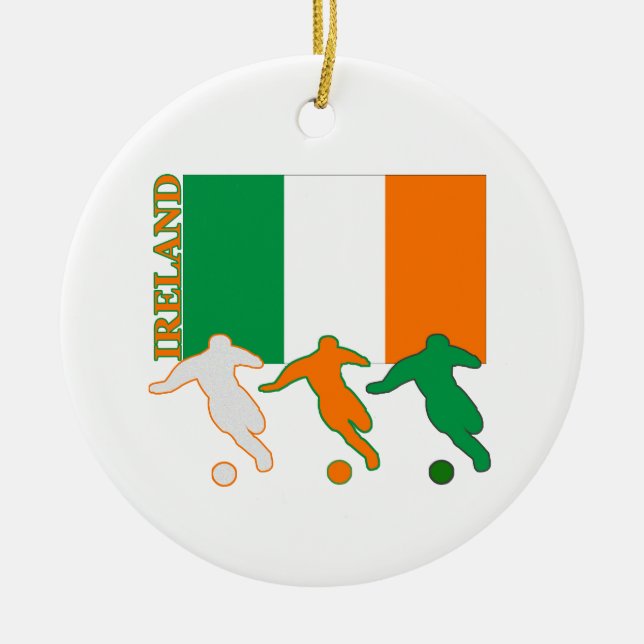 Soccer Ireland Ceramic Tree Decoration (Front)