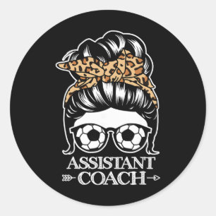 Soccer Istant Coach Messy Bun Hair Funny Soccer Co Classic Round Sticker