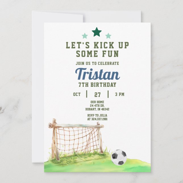 Soccer It's Game Time Any Age Birthday Invitation (Front)