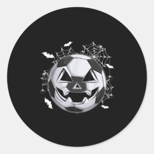 Soccer Jack O Lantern Pumpkin Face Halloween Costu Classic Round Sticker