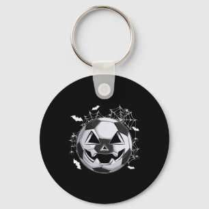 Soccer Jack O Lantern Pumpkin Face Halloween Costu Key Ring