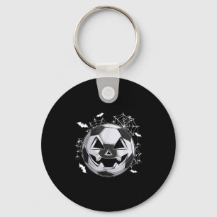 Soccer Jack O Lantern Pumpkin Face Halloween Costu Key Ring