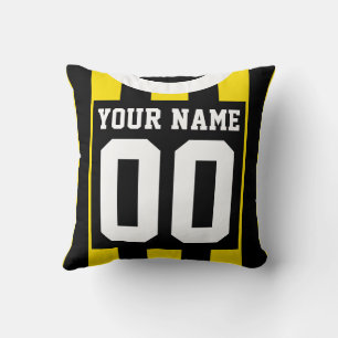 Soccer Jersey Name & Number Black & Yellow  Cushion