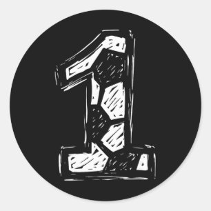 Soccer Jersey Number 1 Sketched Soccer Byll Style Classic Round Sticker