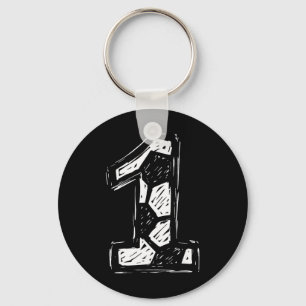 Soccer Jersey Number 1 Sketched Soccer Byll Style Key Ring