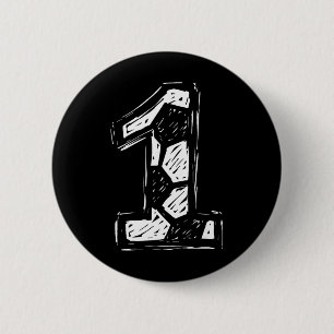 Soccer Jersey Number 1 Sketched Soccer Ll Style Sp 6 Cm Round Badge