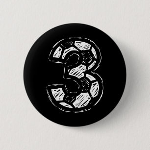 Soccer Jersey Number 3 Sketched Soccer Ll Style Sp 6 Cm Round Badge