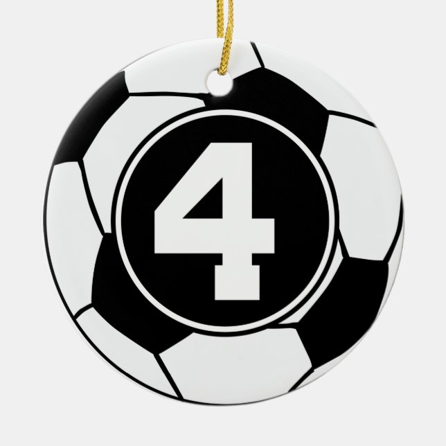Soccer Jersey Number 4 Gift Idea Ceramic Ornament (Front)