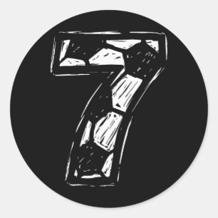 Soccer Jersey Number 7 Sketched Soccer Byll Style  Classic Round Sticker