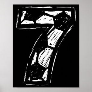 Soccer Jersey Number 7 Sketched Soccer Byll Style  Poster