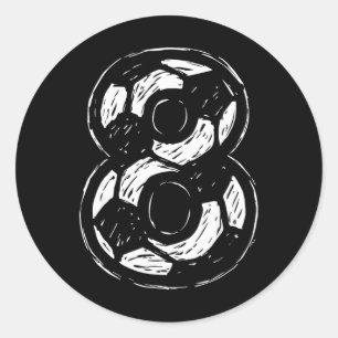 Soccer Jersey Number 8 Sketched Soccer Ll Style Sp Classic Round Sticker