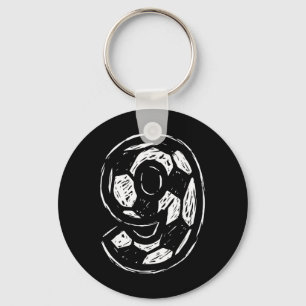 Soccer Jersey Number 9 Sketched Soccer Byll Style Key Ring