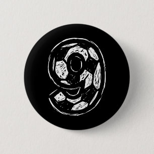 Soccer Jersey Number 9 Sketched Soccer Ll Style Sp 6 Cm Round Badge