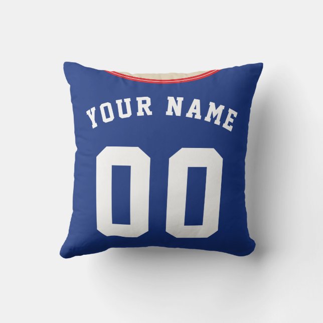 Soccer Jersey Template Blue Side Stripes   Cushion (Back)