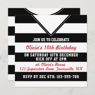 Soccer Jersey Themed Party Invites Template, Black