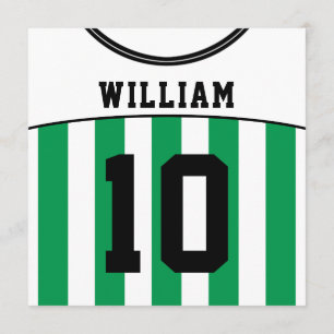 Soccer Jersey Themed Party Invites Template, Green