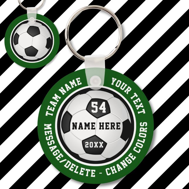 Soccer Keychains Personalised for Boys and Girls (Cheap, Personalized Soccer Party Favors. Green, White and Black, Soccer Team Gift Ideas for Players.)