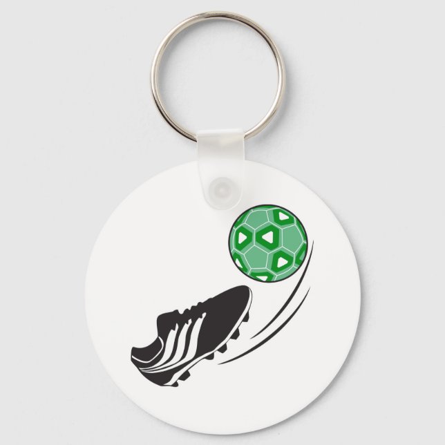 soccer kick kicking ball graphic key ring (Front)
